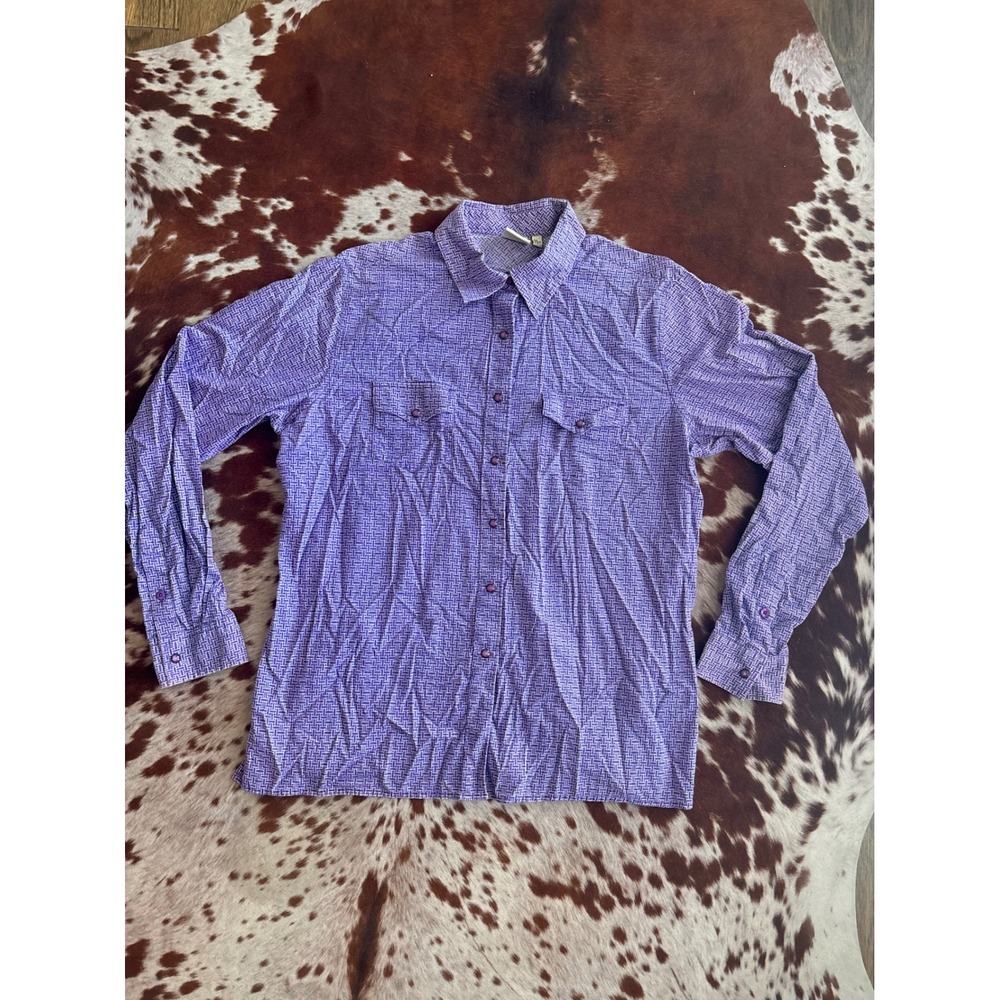 Vintage Rockies Womens XL Purple Pearl Snap Western Shirt Basketweave Geometric